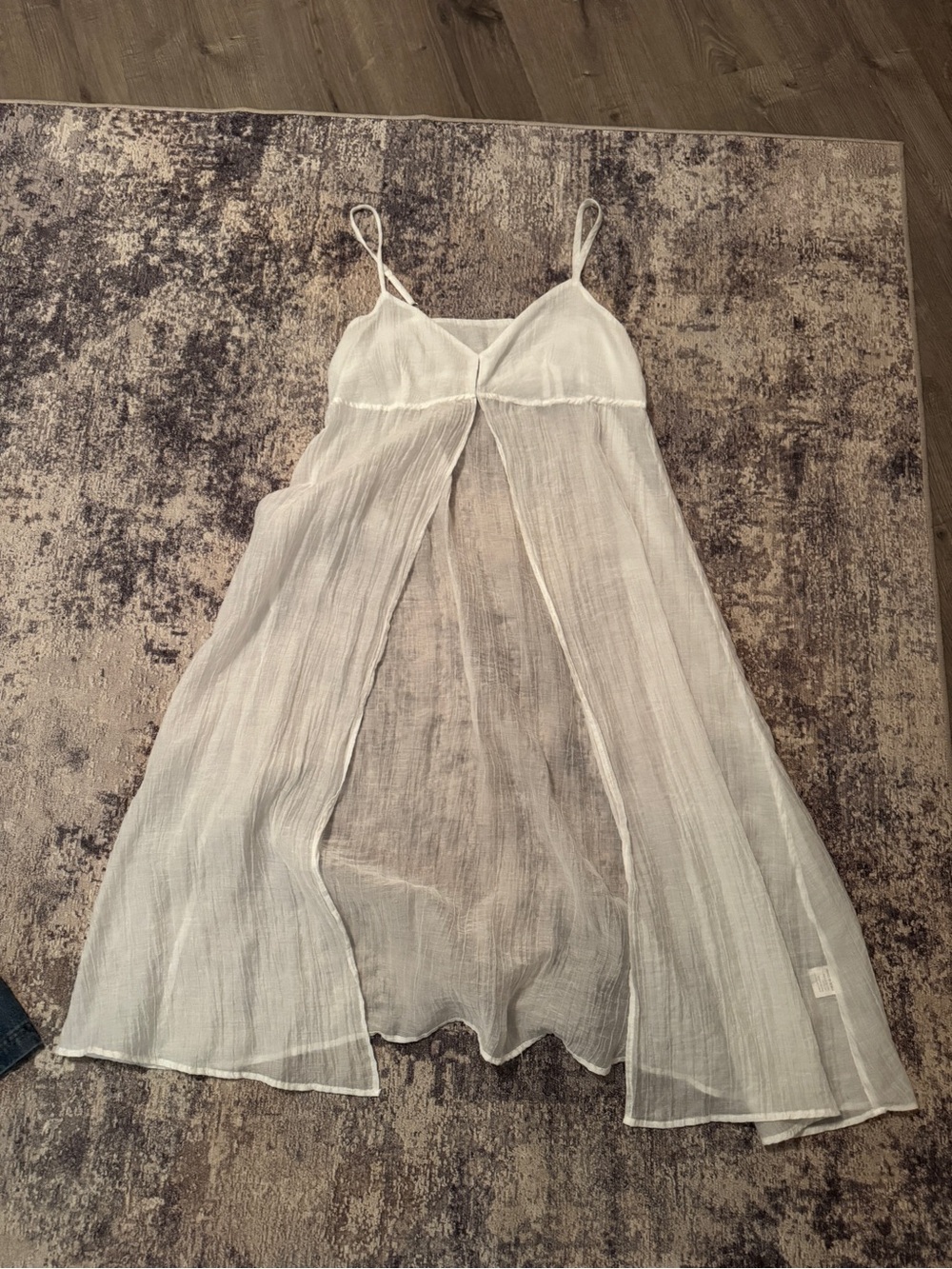 White Sheer Spaghetti-Strap Slip Dress